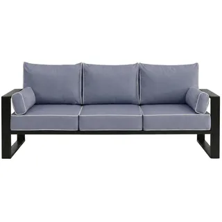Beautysofa Loungesofa 3-Sitzer Verdino mit Metallrahmen 215 cm Blaugrau , 215x90x87 cm , Gartenmöbel, Loungemöbel, Gartensofas & Loungesofas