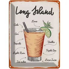 Blechschild 30x40 cm - Long Island Cocktail Recipe