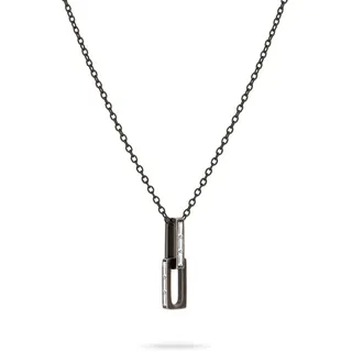 Liebeskind Berlin Kette mit Anhänger LIEBESKIND BERLIN "Schmuck Geschenk Edelstahl Halskette Festive Mini Link", schwarz-weiß (schwarz, kristallweiß), Halsketten, Damen, Edelstahl, L: 45 B: 1mm, mit Zirkonia (synth.), B:1mm