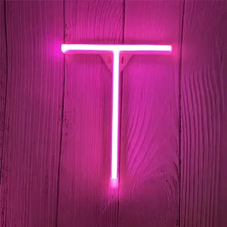 ENUOLI LED Neon Buchstaben Lichter Rosa Neonschild Leuchten Buchstaben Neonschild Batterie/USB Beleuchtete Buchstaben Neon Nachtlicht Dekor für Kinderzimmer,Hochzeit,Weihnachten,Valentinstag(T)