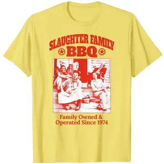 The Texas Chainsaw Massacre Front Back Slaughter Family BBQ T-Shirt, Herren, Gelb, L