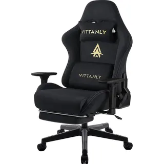 Gamingstuhl, verstellbare Rückenlehne, ergonomisches Design, Schwarz
