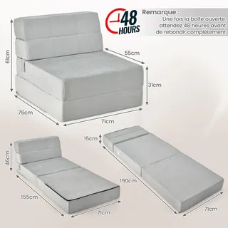 Faltbares Gästebett-Matratzen-Set – Schlafmatte – Sitzsack – Schlafsofa – Gästebett – 3-in-1 Design – Weiche Schwammpolsterung