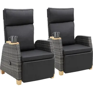 Tectake Rattansessel Pescara 68,5 x 67 - 128 x 87 - 104 cm grau