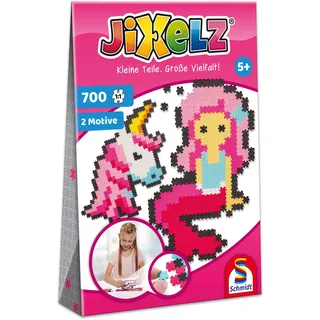 Schmidt Spiele 46115 Jixelz, Einhorn und Meerjungfrau, 700 Teile, 2 Motive, Kinder-Bastelsets, Kinderpuzzle