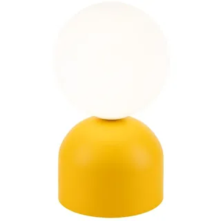 Tischlampe Tischleuchte Glas Metall h: 21 cm Ø 12 cm klein Gelb Weiß G9 Retro