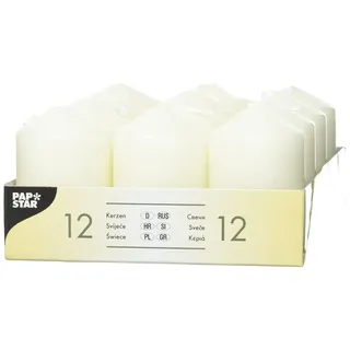 Papstar Ivory Stumpenkerzen 6 cm 12 St. elfenbein