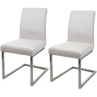 Mendler Freischwinger Samt creme-weiß 2er Set