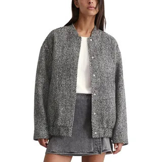 Marc O'Polo Denim Damen Übergangsjacke mit Fischgrät-Muster Relaxed Fit, Schwarz (Black Multi 11), XS
