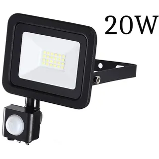 DRIWEI LED Gartenstrahler 20W Kaltweiß Schwarz Außen Bewegungsmelder Dämmerung