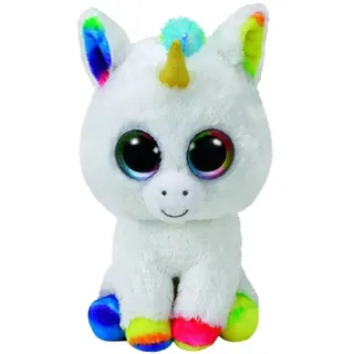 TY 36852 Pixy, Einhorn mit Glitzeraugen, Glubschi's, Beanie Boo's, Plüsch, Weiß/Bunt, 15 cm - Beige