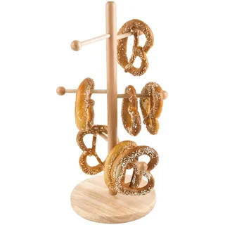 APS Brezel- und Wurstständer Buchen-Holz versiegelt, bestens geeignet für die Präsentation von Brezeln, Würstchen, etc., Fuß Ø 22 cm, Höhe 50cm