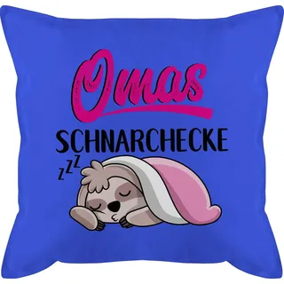 Kissen 50x50 - Oma Großmutter - Omas Schnarchecke - Faultier - 50 x 50 cm - Blau - geschenke für omi geschenk grandma ecke männerkissen mit fuer grandmother pillow enkelkinder grossmutter bezug