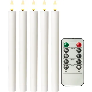 goobay LED-Echtwachs-Stabkerzen 5 St. weiß