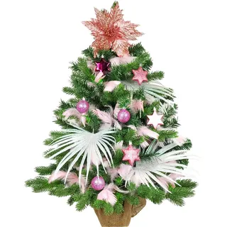 Geschmückter künstlicher Weihnachtsbaum FAIRYTALE STAR 60 cm mit LED-BELEUCHTUNG IM TOPF - Bunt