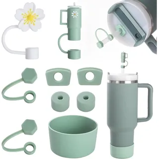 Silikon Stanley Cup Zubehörset 6 auslaufsicher Strohdeckel 1,2 l 850 ml - Matcha Grün - Grün
