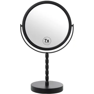 DRW Spiegel mit rundem Fuß mit 7-facher Vergrößerung, Metall, Schwarz, 18 x 12 x 32 cm