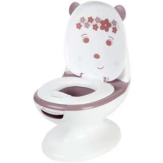 Bebeconfort Minitoilette, Töpfchen Baby, 1–3 Jahre, 0–20 kg, Lebensechtes Design mit Spritzschutz, Echtes Spülgeräusch, Abnehmbare Schüssel, Leicht zu Reinigen, Gummifuß, Bär Lavendel