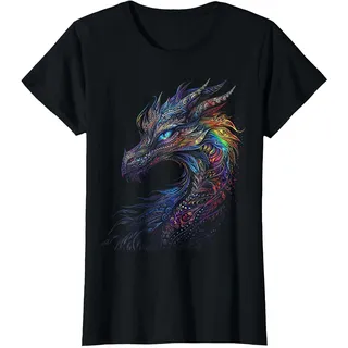 Drache Mandala Tier Kunst Bunte Grafik Drache T-Shirt