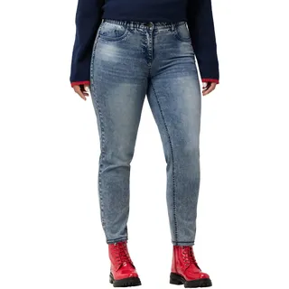 Ulla Popken Damen große Größen Übergrößen Plus Size Jeans Sarah, offener Saum, schmales Bein, High Waist Blue Denim 50 801532902-50