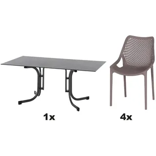 Siena Garden Urban Lights Set 5teilig District gastrotauglich taupe mit Tisch Sola 160x90