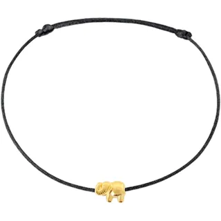 Selfmade Jewelry Fußkettchen Damen Elefant Silber Handgemachtes Fußband Größenverstellbar Inkl. Geschenk-Verpackung (Gold - Schwarz)