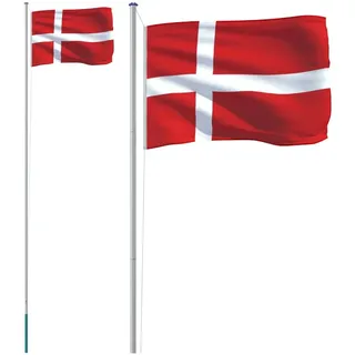 vidaXL Flagge Dänemarks mit Mast 6,08 m Aluminium