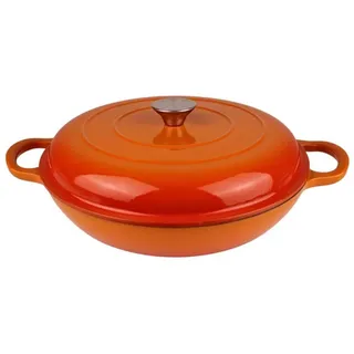 Emaillierter flacher Gusseisentopf 30 cm 3 l HAGE ORANGE - Orange