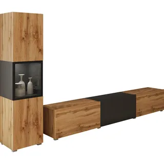 Home Affaire INOSIGN Wohnwand »BERLIN I, Vitrine Türschlag links/rechts wechselbar« Komplett-Set, 2 Stk. tlg., schwarz