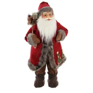 Dekoleidenschaft große Dekofigur "Nikolaus", 60 cm hoch, Weihnachtsmann Figur aus Textil & Filz