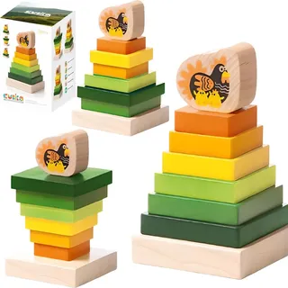 Pyramide Holzturm Set Lehrbaublöcke Niedliche Henne