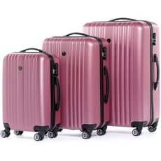 FERGÉ Kofferset Hartschale 3-teilig Toulouse Trolley-Set - 3er Set Reise-Koffer mit 4 Rollen pink