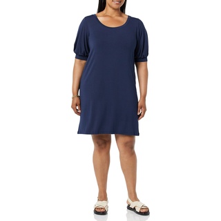 Amazon Aware Damen T-Shirt-Kleid aus Modal mit ellenbogenlangen Puffärmeln (in Übergröße erhältlich), Marineblau, XS