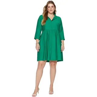 TRENDYOL Damen Women Mini Skater Oversize Woven Plus Size Dress Kleid, Grün, 44 Größen