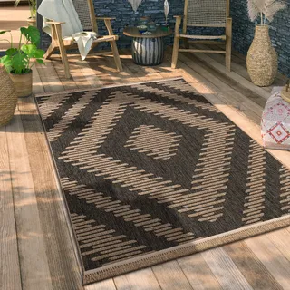Outdoor Teppich wetterfest & langlebig Modern Jute-Sisal-Optik Terrasse & Balkon Grösse 240x340 cm - Grau
