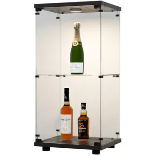 Glasvitrine Standvitrine in Schwarz, mit 2 Böden und LED aus Esg , Glas , 36x86x40 cm , Esszimmer, Vitrinen, Vitrinenschränke