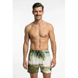 Badeshorts CECEBA, Herren, Gr. 9 (XXXL), N-Gr, bunt (grün, dunkel, multicolor1), Obermaterial: 100% Polyester. Innenslip: 100% Polyester, gemustert, Badehosen Badeshorts, mit tollem Print für warme Sommertage