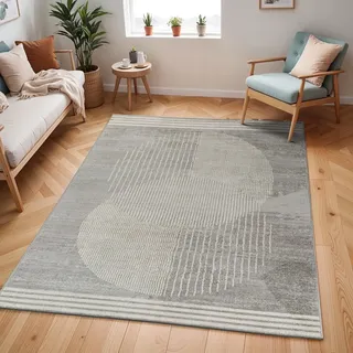 Livabliss Mombasa Wohnzimmer Boho, großer Schlafzimmer 160x216 cm - e für Esszimmer mit geometrischem Muster, Skandinavischer Wohnzimmer modern in Grau, Creme