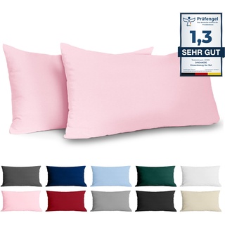 Dreamzie Kissenbezug 40 x 80 Renforcé Baumwolle (2er-Set) - Rosa - Dicht gewebt mit 57 Fäden/cm2 - Kissenbezug 40x80 cm - Oeko Tex Zertifiziert