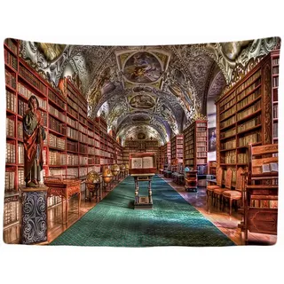 Ulticool - Wandteppich Tapestry Dekoration Wohnung - Bibliothek Bücher Bücherregal Library - 200 x 150 cm groß - Wandtuch Wandbehänge - Accessoires für Schlafzimmer Wohnzimmer Kinderzimmer