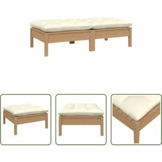 The Living Store Gartensofa 2-Sitzer mit Creme Kissen Massivholz Kiefer - Braun
