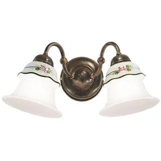 Wandleuchte Wandlampe Landhaus Keramik Metall B: 35 cm 2x E14 Handarbeit innen