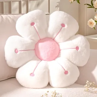 Yhoelata Groß BlumenKissen, Weiß Rosa Blumenform Dekokissen, Kissen Daisy Flower, Cute Polster Blumen-Sitzkissen, Aesthetic Zierkissen für Zuhause, Sofa, Couch, Bett, 50 cm