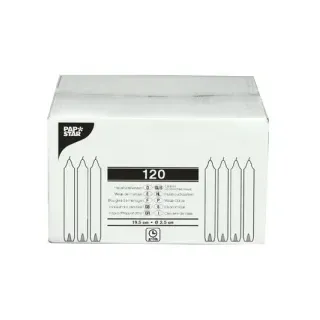 Papstar Haushaltskerzen mit Dornloch weiß, Größe: 2,45 x 20 cm, 1 Karton = 120 Kerzen