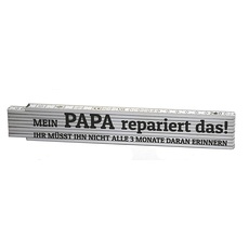 GESCHENKE-FABRIK Meterstab - 2 Meter Zollstock als Geschenk mit der Aufschrift 'Papa repariert das' - Optimales Geschenk für alle Heimwerker, Väter oder Opas - Zum Vatertag, Weihnachten, Geburtstag