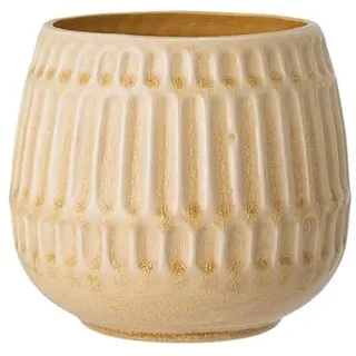 Nordring Retro Übertopf Vintage Pflanztopf für Zimmerplanzen Blumentopf Riff L (16,5 cm ø), elfenbein, Keramik