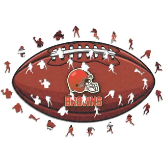 Iconic Puzzles, Cleveland Browns Crest, 100% ökologisch nachhaltiges Holzpuzzle mit offizieller Lizenz, Größe S, 150 Teile