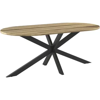 Ambia Garden Gartentisch , Akaziefarben , Holz, Metall , Akazie , vollmassiv , oval , 200x76x100 cm , FSC 100% , wetterfest , Holzmöbel, Holztische, Gartentische Holz