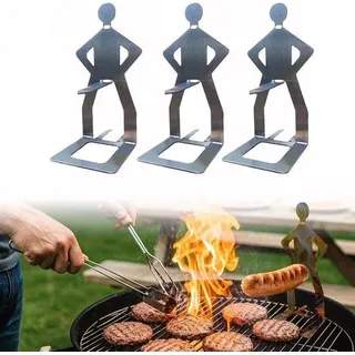 Roestvrij stalen grillhaken 3er Set - tragischer Stand-Grillhaken - tragisch - Grillhaken aus Edelstahl, lustige Grillgabel für Camping, Picknicken im Freien, Garten, Küche, Grillgeschenke für Männer