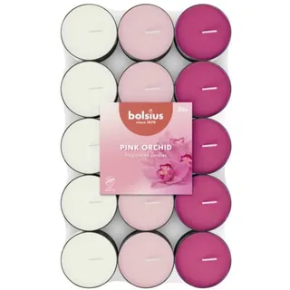 Bolsius - 30 Duft theelichter - Rosa Orchidee - Brenndauer von 3,5 Stunden - Durchmesser 38 mm – Natürliche Extrakte – Enthält Veganes Wachs – Ohne Palmöl